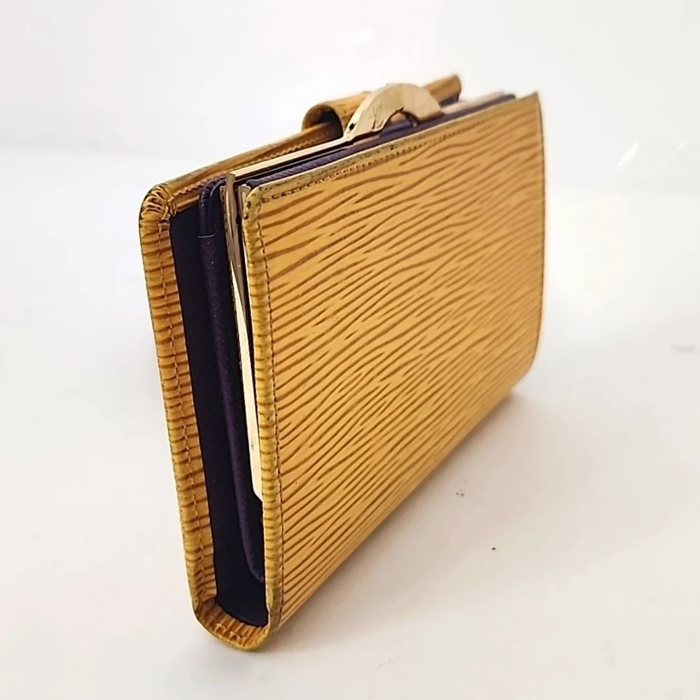 Louis Vuitton Yellow Epi Leather Kiss Lock Bifold Wallet